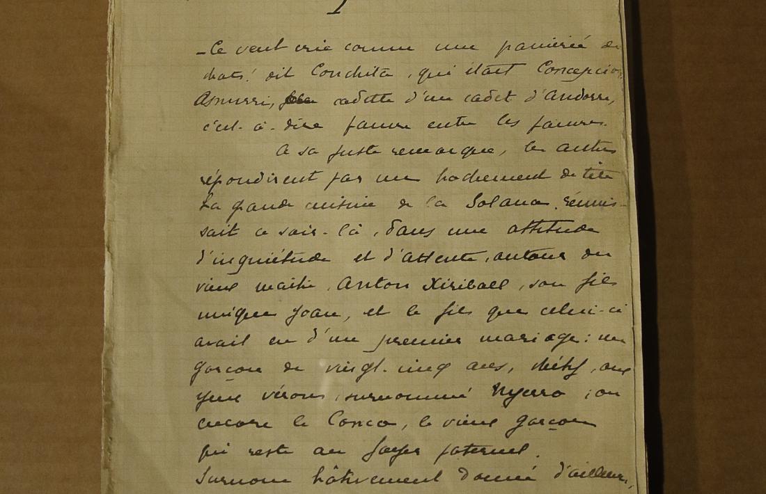 Primera pàgina manuscrita de 'Leshommes d'airain'.