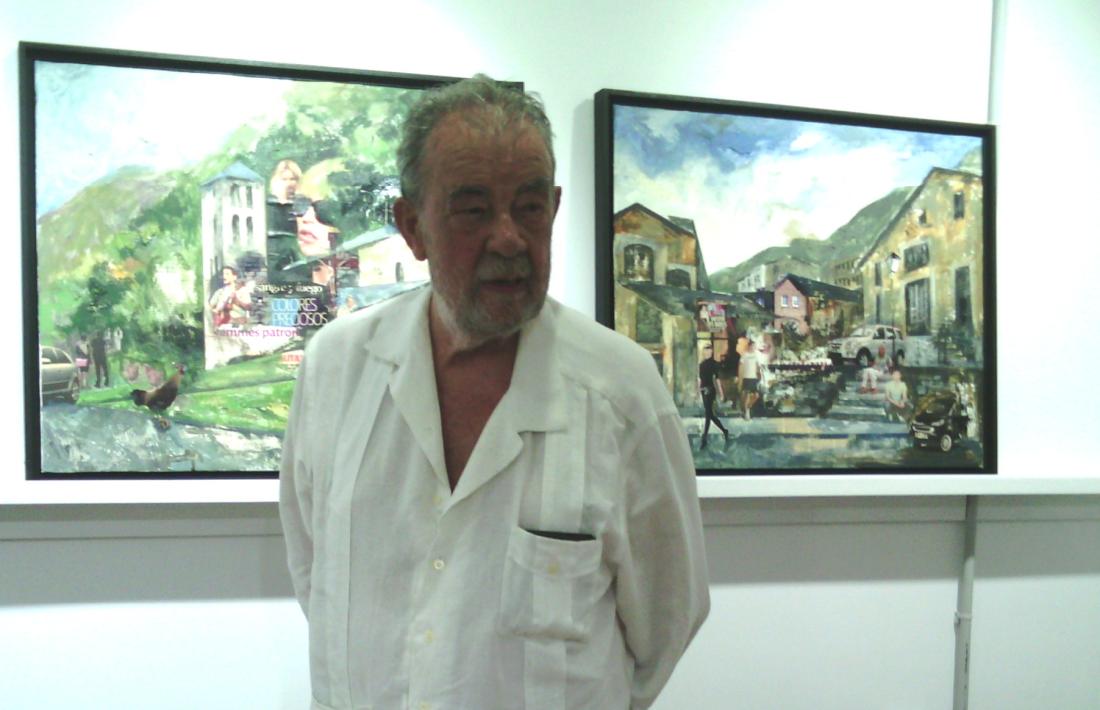 El pintor Antoni Vives-Fierro a la galeria Art al Set, ahir al migdia.