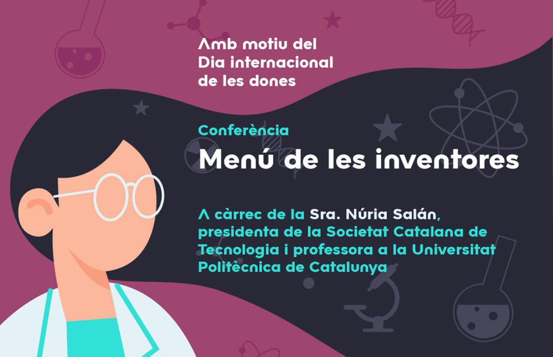 Cartell de la conferència 'Menú de les inventores' de Núria Salán.