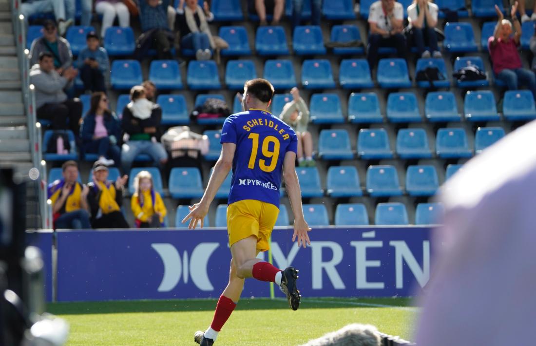 Aurélien Scheidler va marcar l’únic gol de l’FC Andorra en la victòria contra el Racing Ferrol.