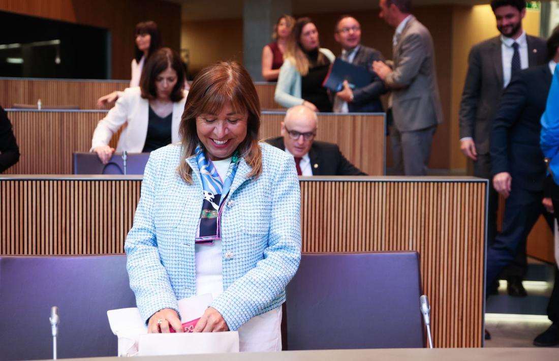 Conxita Marsol a l'inici de la sessió del Consell General.