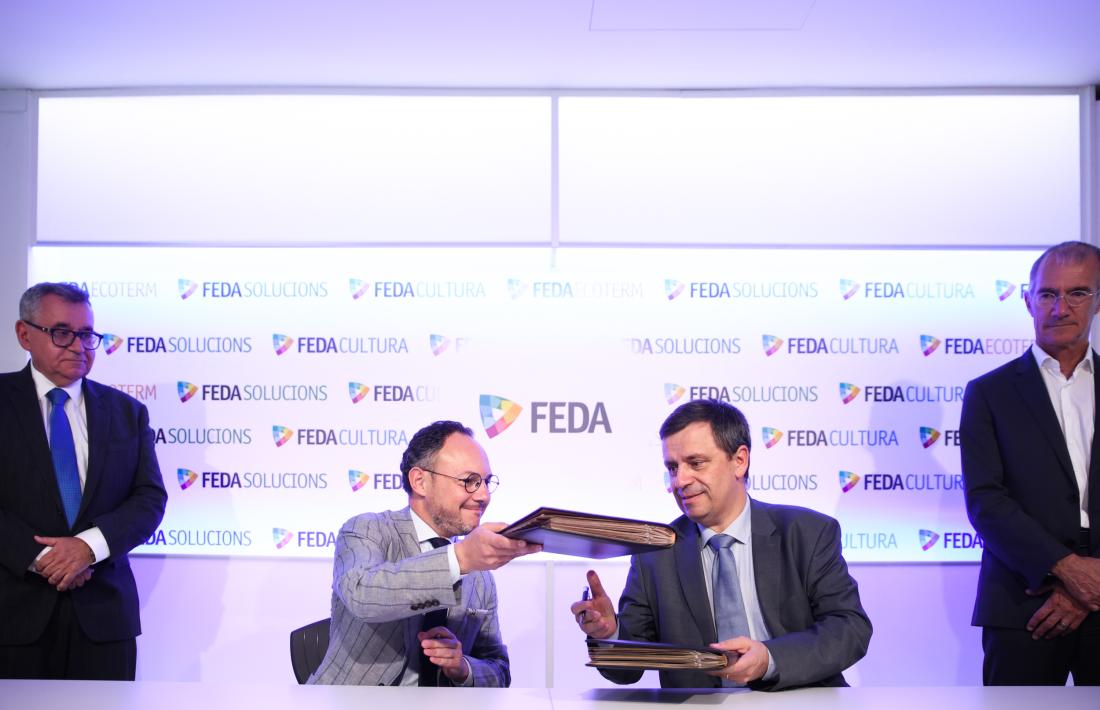 Xavier Espot i Luc Rémont, a FEDA durant la signatura del protocol d’entesa.