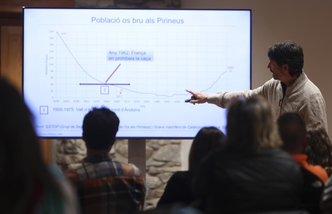 Jordi Solà de la Torre, a la sala Sergi Mas durant la xerrada.