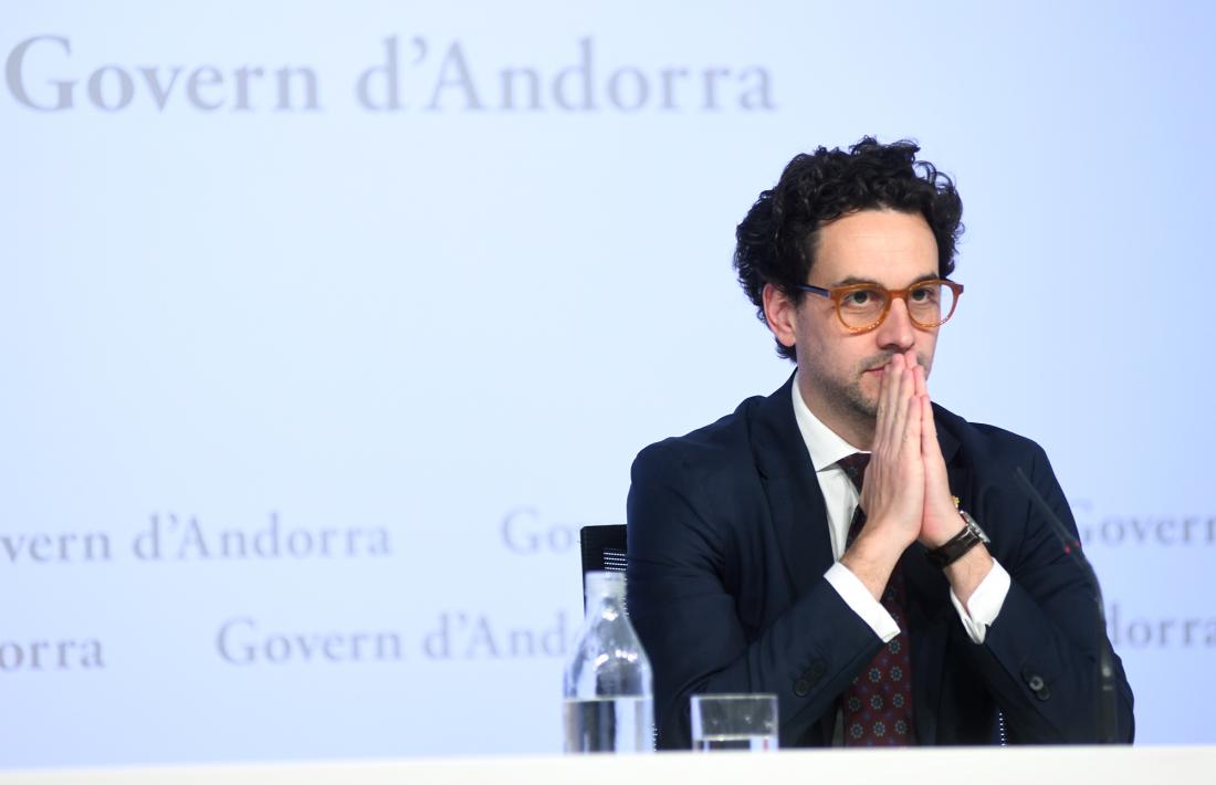 El ministre portaveu, Guillem Casal, avui en roda de premsa a l’edifici administratiu del Govern.