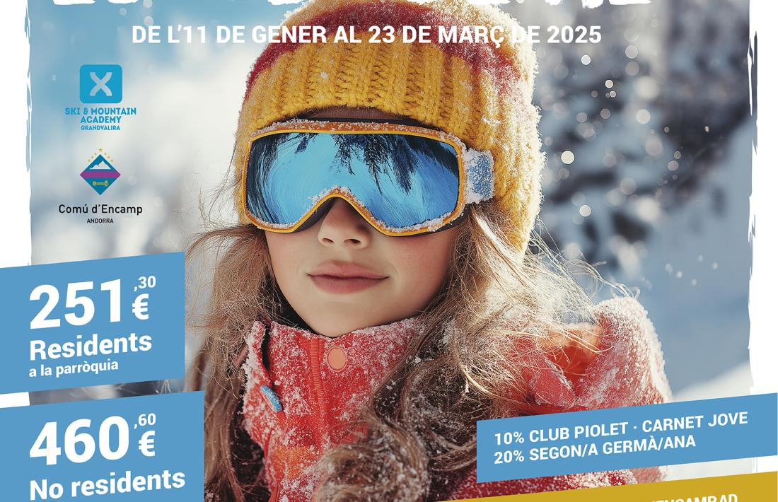 Cartell de l'Escola de neu d'Encamp.