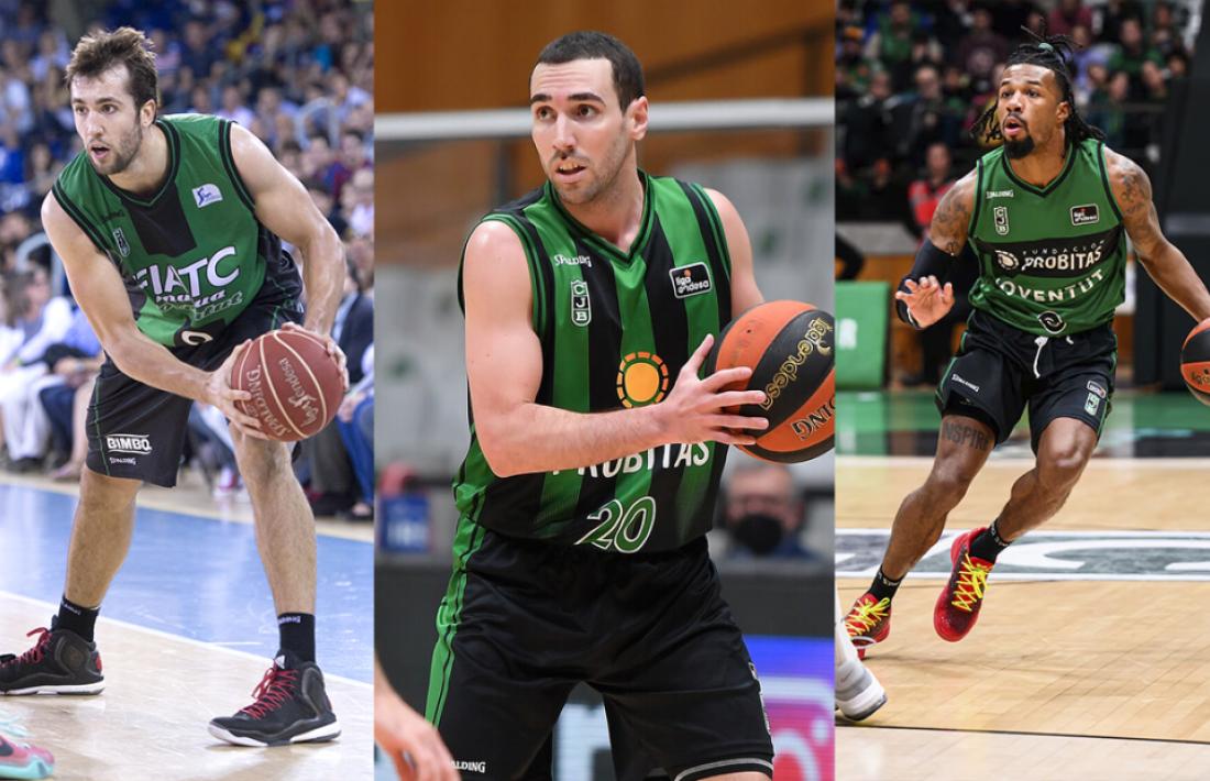 Nacho Llovet, Ferran Bassas i Shannon Evans II, amb el Joventut Badalona.