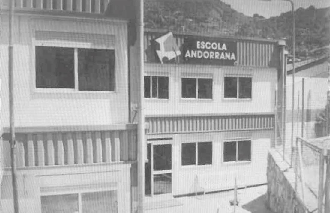 Mòduls prefabricats de l’escola andorrana d’Escaldes, la primera que es va aixecar de nova planta.