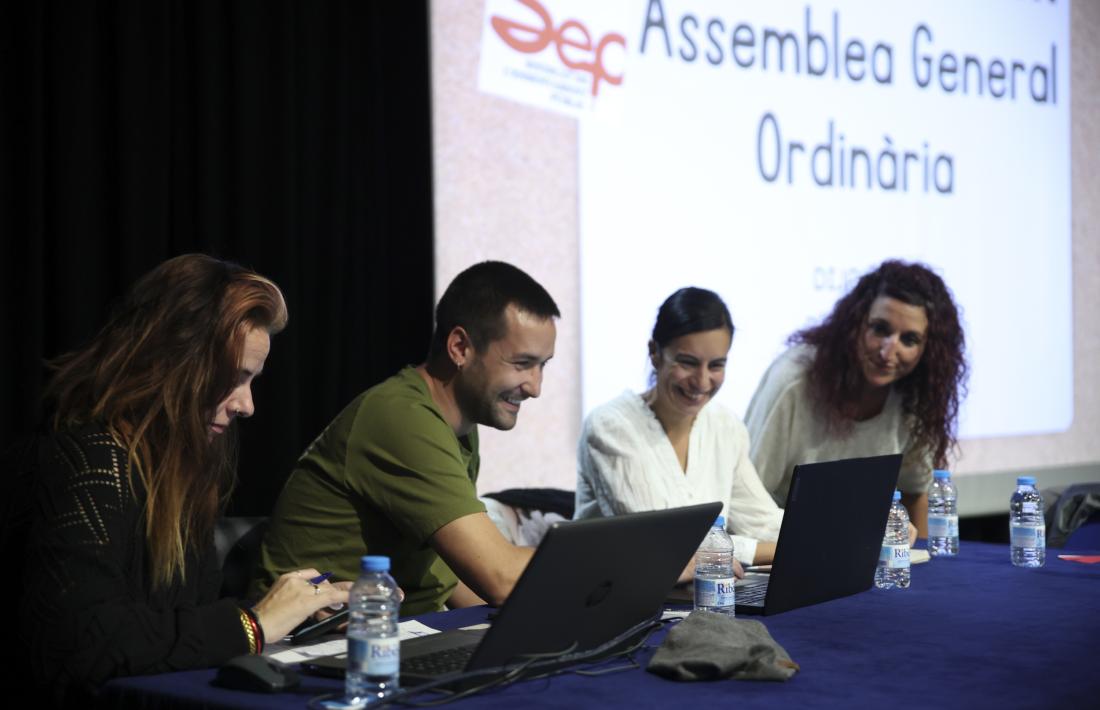 Els dirigents del SEP durant la darrera assemblea celebrada a l’octubre a La Llacuna.