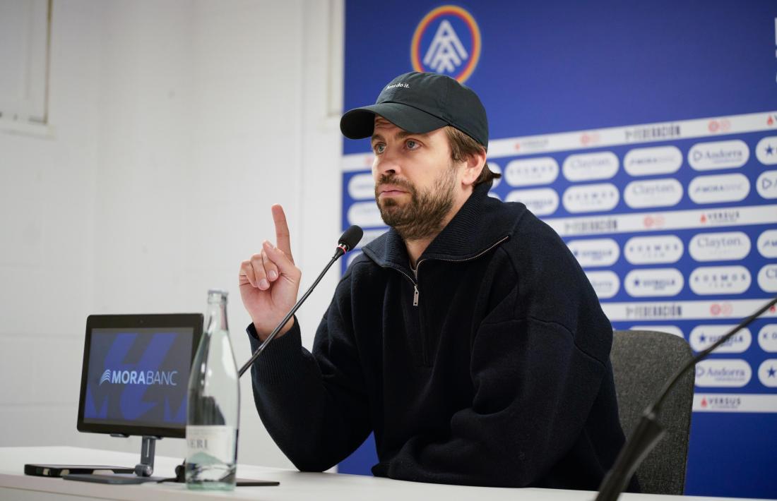 Gerard Piqué va comparèixer per segona vegada des que és màxim accionista de l’FC Andorra.