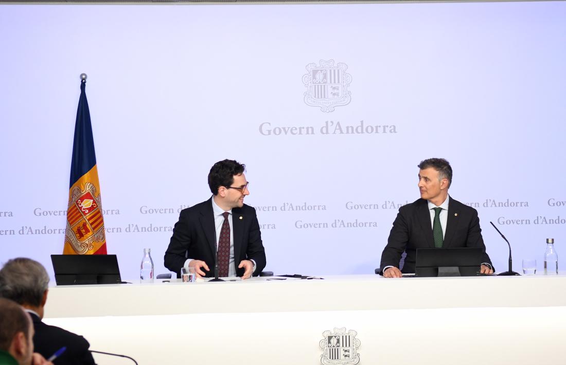 Guillem Casal i Marc Rossell en la compareixença per explicar els acords del Consell de ministres.